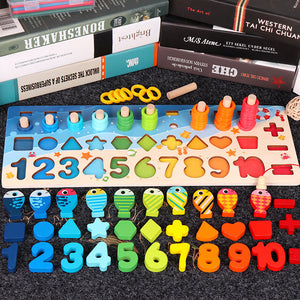 EDUCATIONAL WOODEN TOYS FOR KIDS BOARD MATH FISHING COUNT NUMBERS
